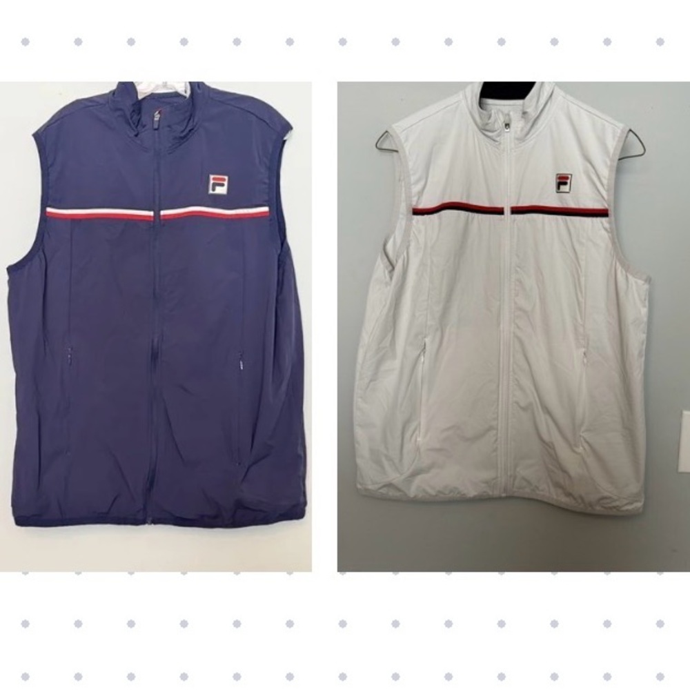 2 Fila Vests -XL Navy and XL White Sleeveless vests